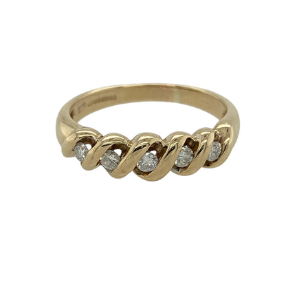 9ct Gold & Diamond Set Wave Band Ring