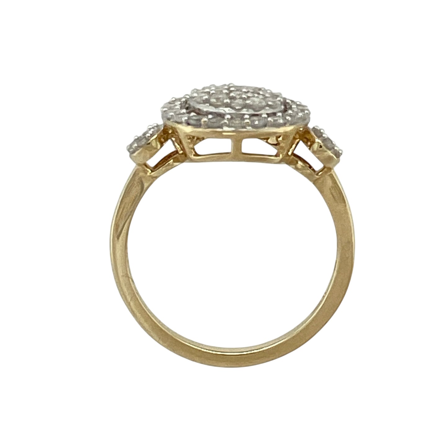 9ct Gold & Diamond Set Round Halo Cluster Ring
