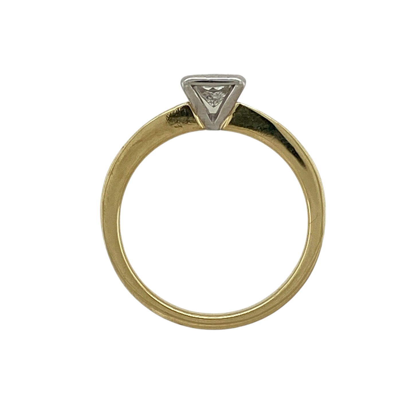 18ct Gold & Diamond Set Princess Cut Solitaire Ring