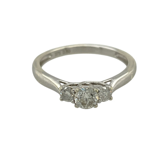 9ct White Gold & Diamond Set Trilogy Ring