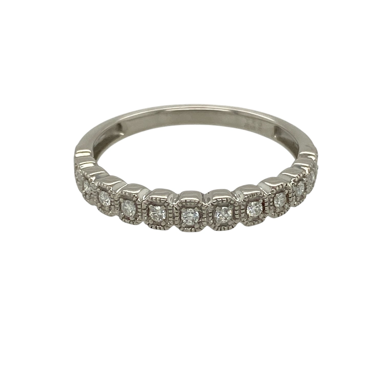 9ct White Gold & Diamond Set Band Ring