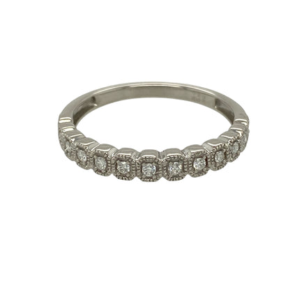 9ct White Gold & Diamond Set Band Ring