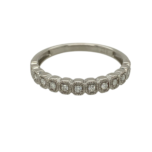 9ct White Gold & Diamond Set Band Ring