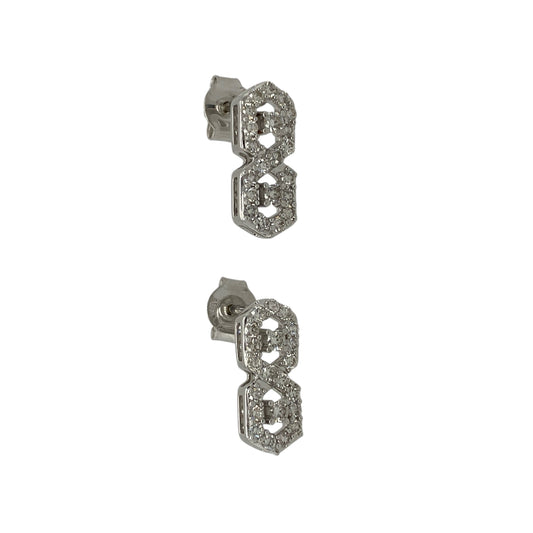 9ct White Gold & Diamond Set Figure Eight Stud Earrings