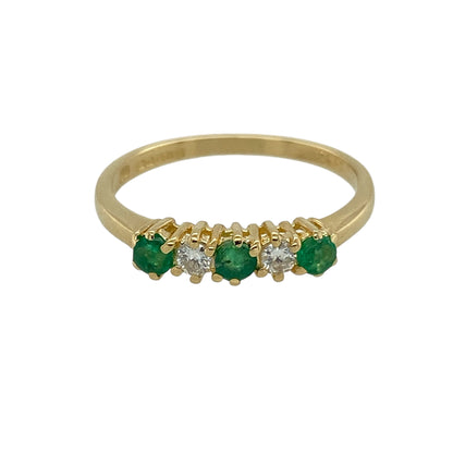 18ct Gold Diamond & Emerald Set Band Ring