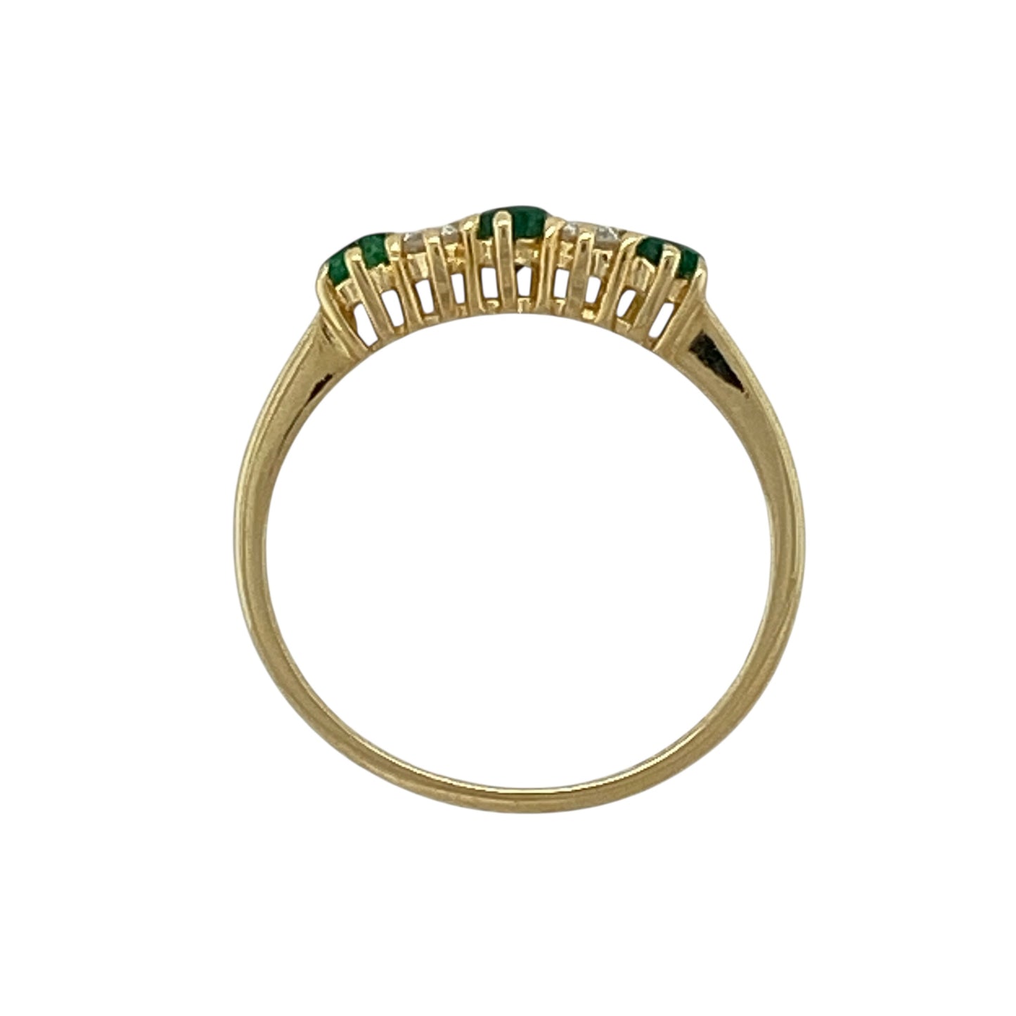 18ct Gold Diamond & Emerald Set Band Ring