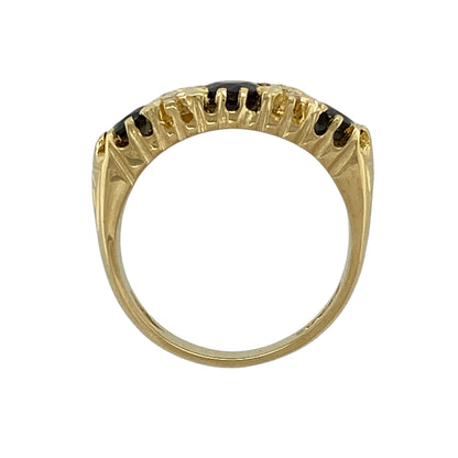 18ct Gold Diamond & Sapphire Set Vintage Style Ring