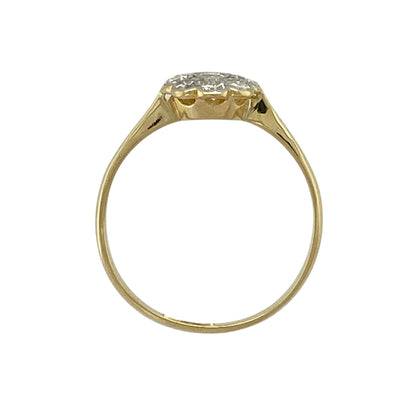 18ct Gold & Platinum Set Diamond Art Deco Style Vintage Flower Cluster Ring