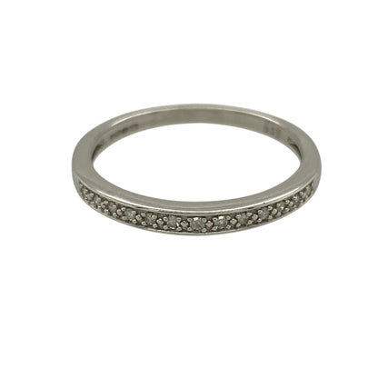 9ct White Gold & Diamond Set Band Ring
