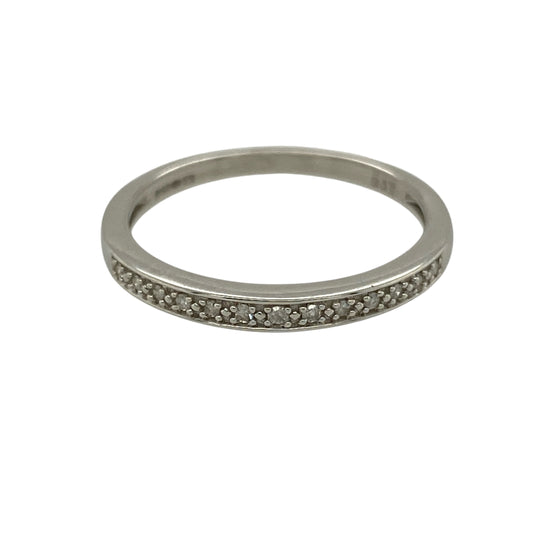 9ct White Gold & Diamond Set Band Ring