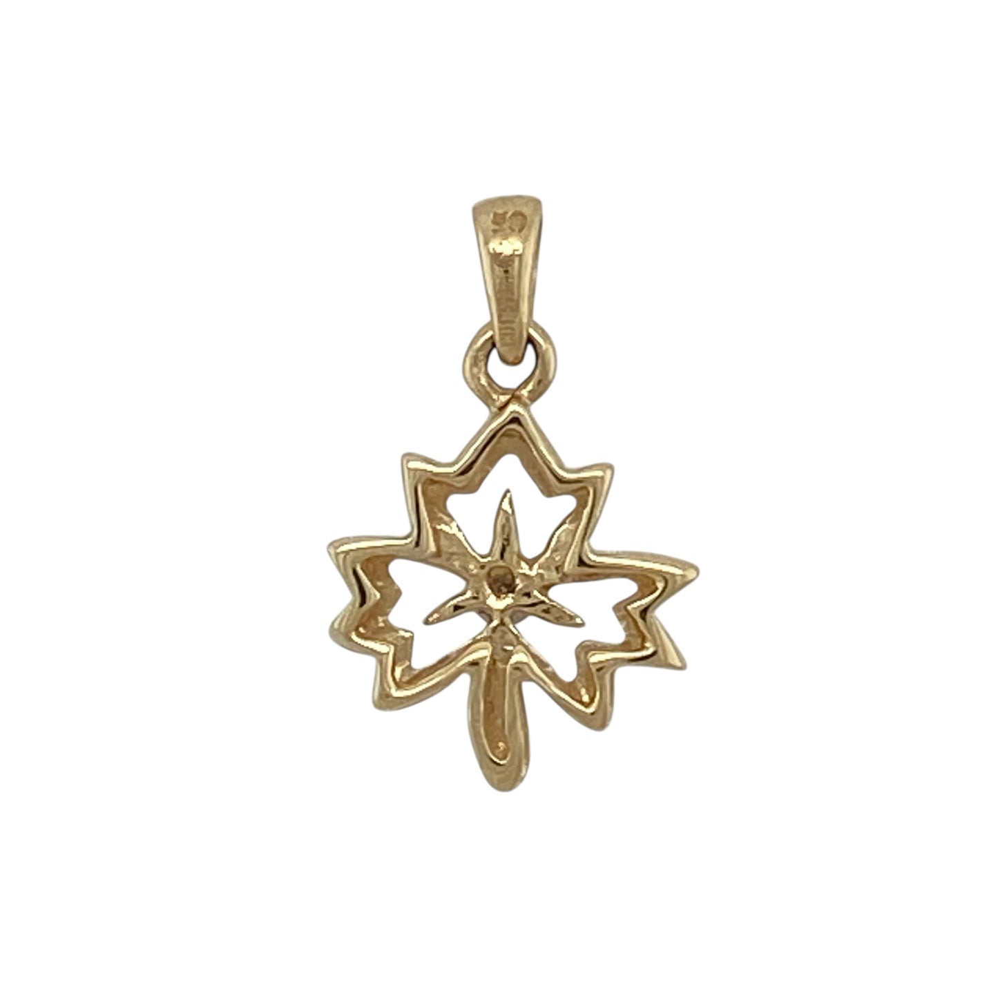 Add natural elegance and symbolic charm to your jewellery collection with this pre-owned 9ct yellow gold and diamond set maple leaf pendant, offering a graceful design with subtle sparkle—perfect for everyday wear or meaningful gifting.

Design: The pendant features a beautifully detailed maple leaf motif accented with diamond detailing, creating a delicate and eye-catching focal point.