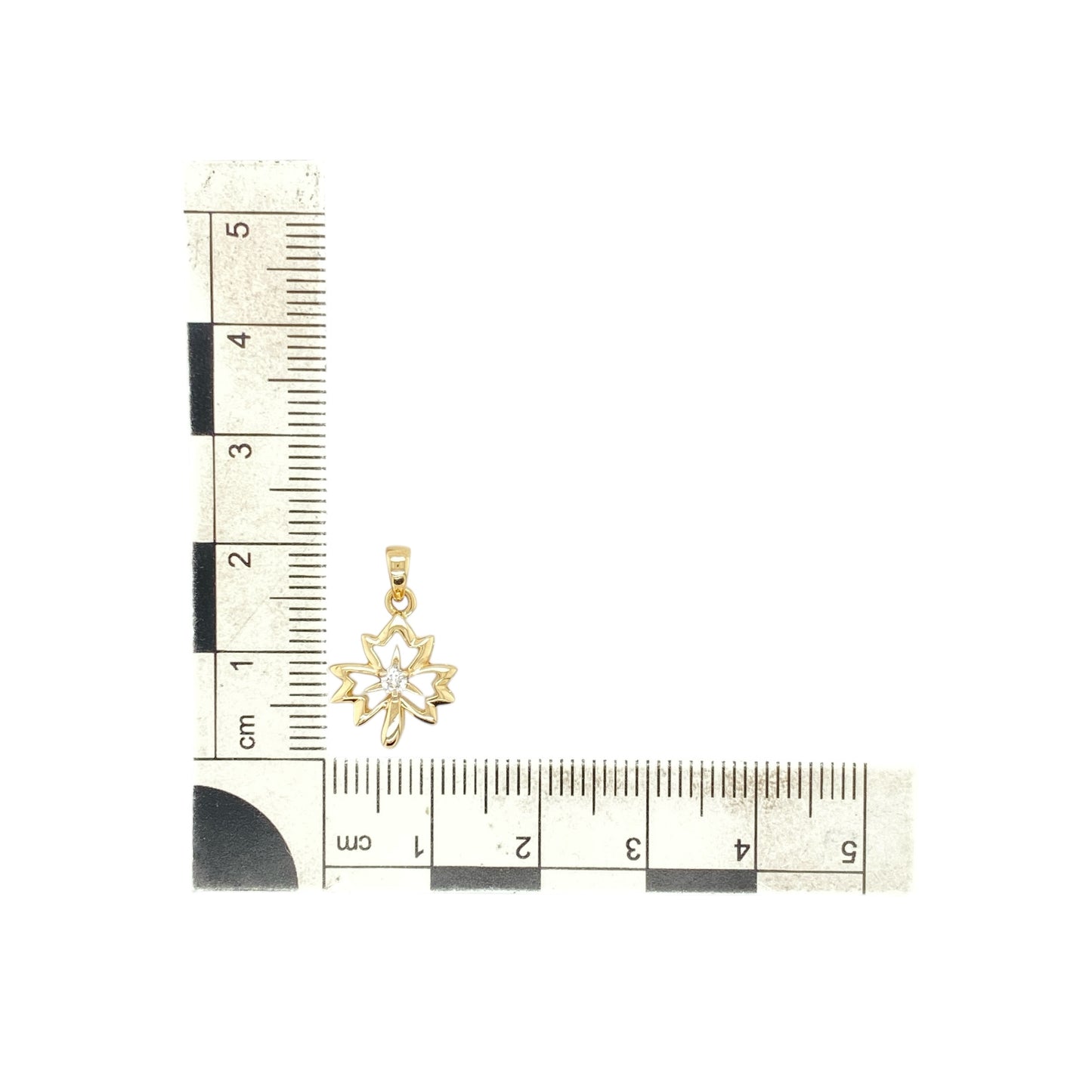 9ct Gold & Diamond Set Maple Leaf Pendant