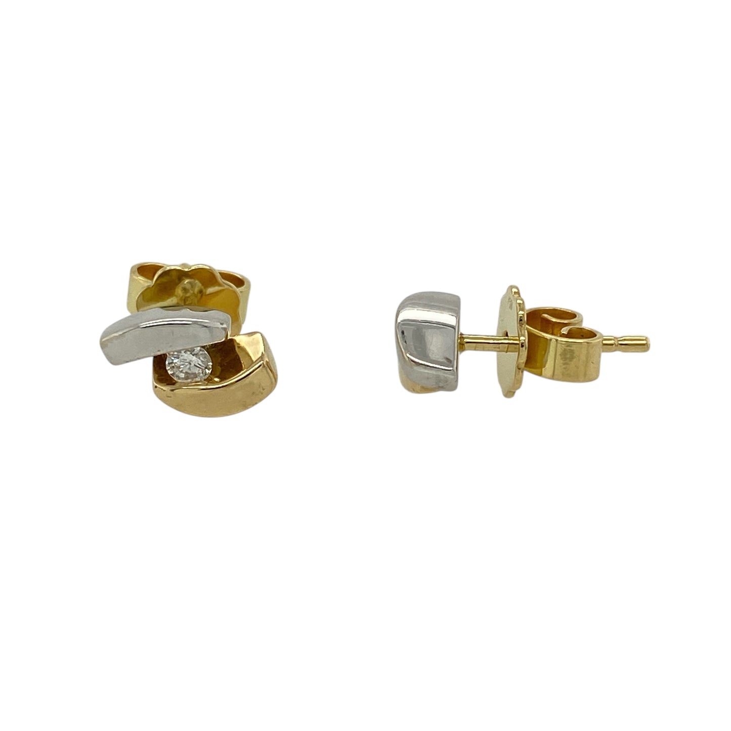 18ct Gold & Diamond Set Swirl Stud Earrings