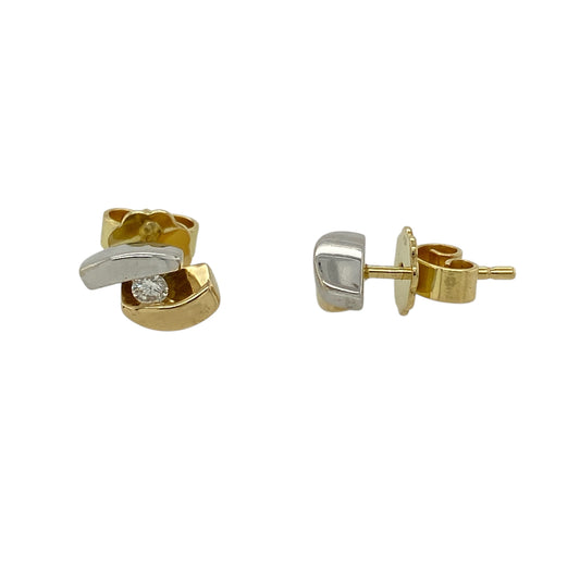 18ct Gold & Diamond Set Swirl Stud Earrings