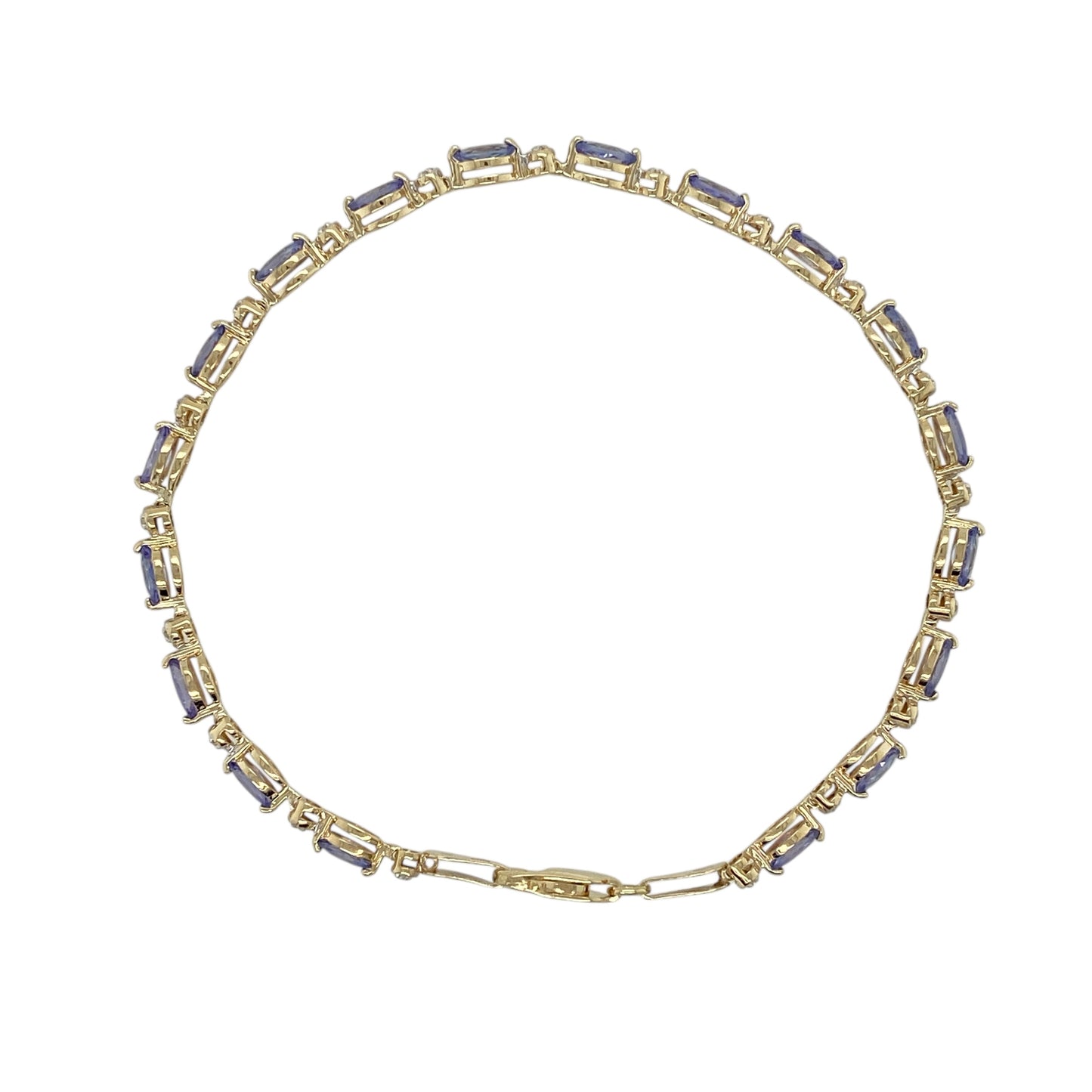 9ct Gold Diamond & Tanzanite Set 7.5" Bracelet