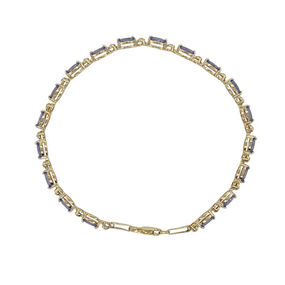9ct Gold Diamond & Tanzanite Set 7.5" Bracelet