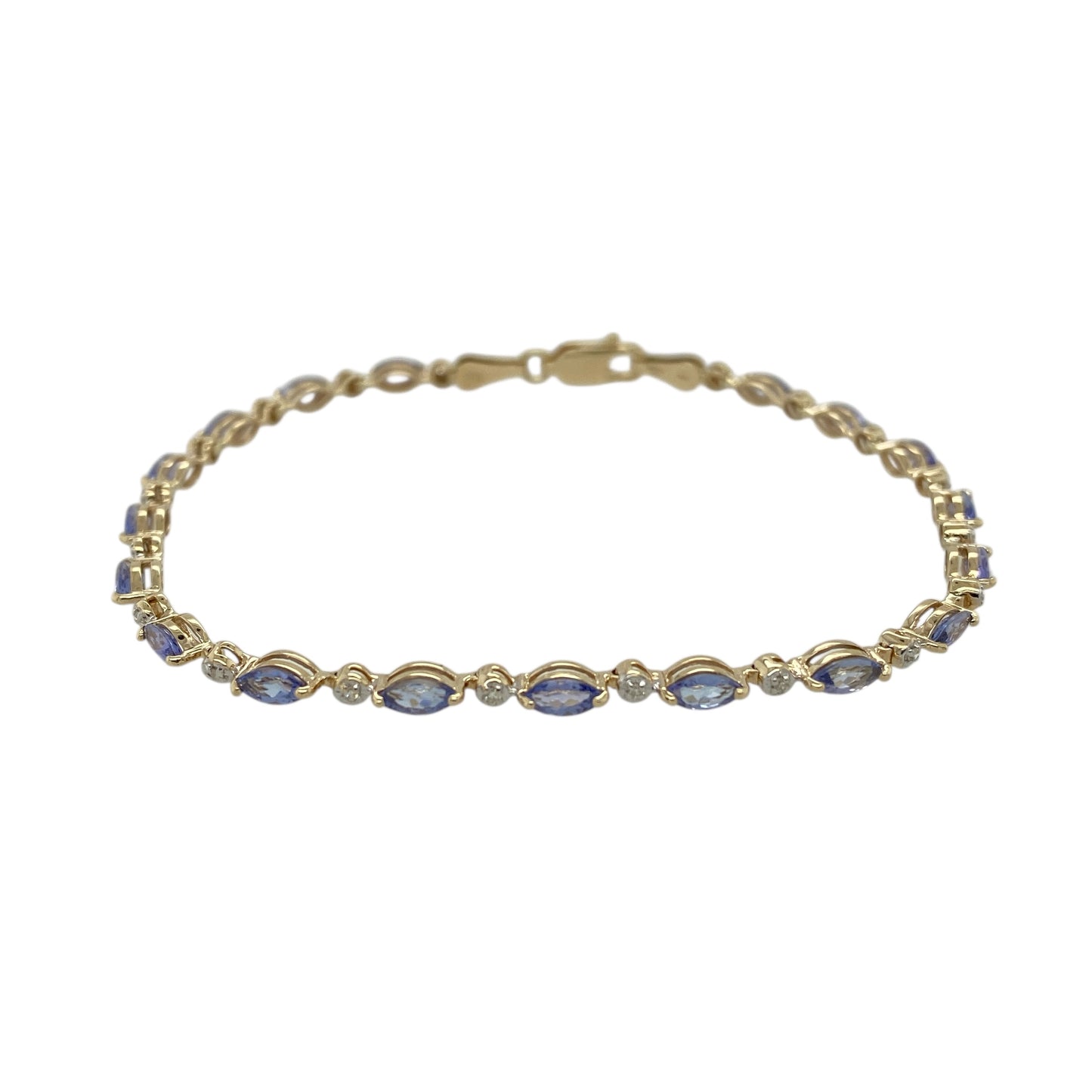 9ct Gold Diamond & Tanzanite Set 7.5" Bracelet