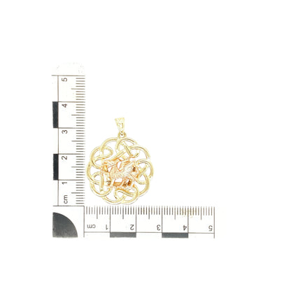 9ct Gold Welsh Dragon Celtic Knot Round Pendant