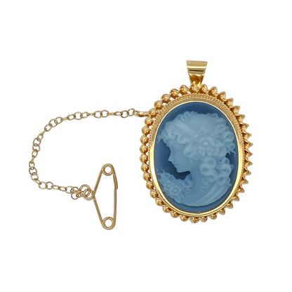 9ct Gold & Blue Cameo Set Brooch/Pendant