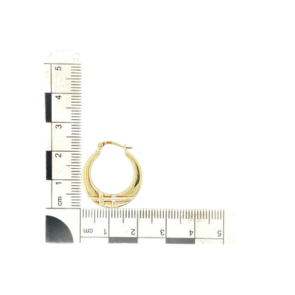 9ct Gold Cross Pattern Hoop Creole Earrings