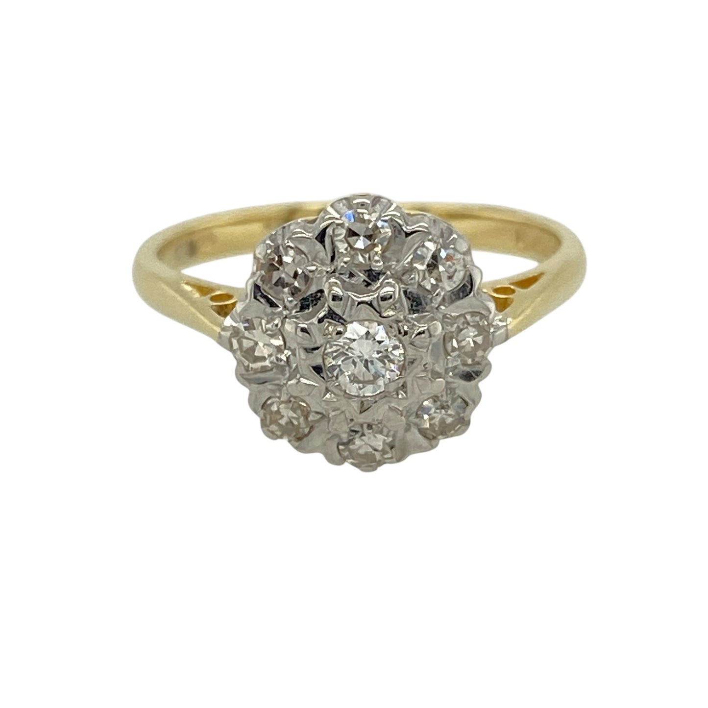 18ct Gold & Diamond Set Vintage Flower Cluster Ring