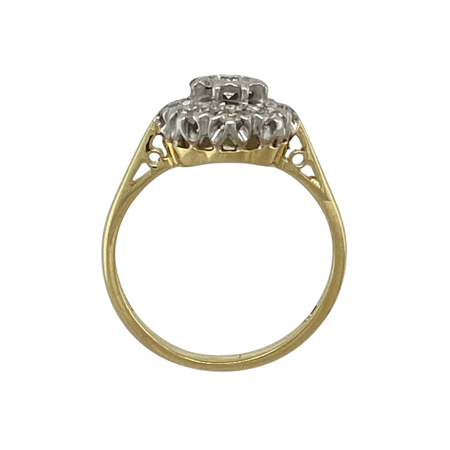 18ct Gold & Diamond Set Vintage Flower Cluster Ring