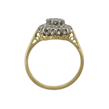18ct Gold & Diamond Set Vintage Flower Cluster Ring