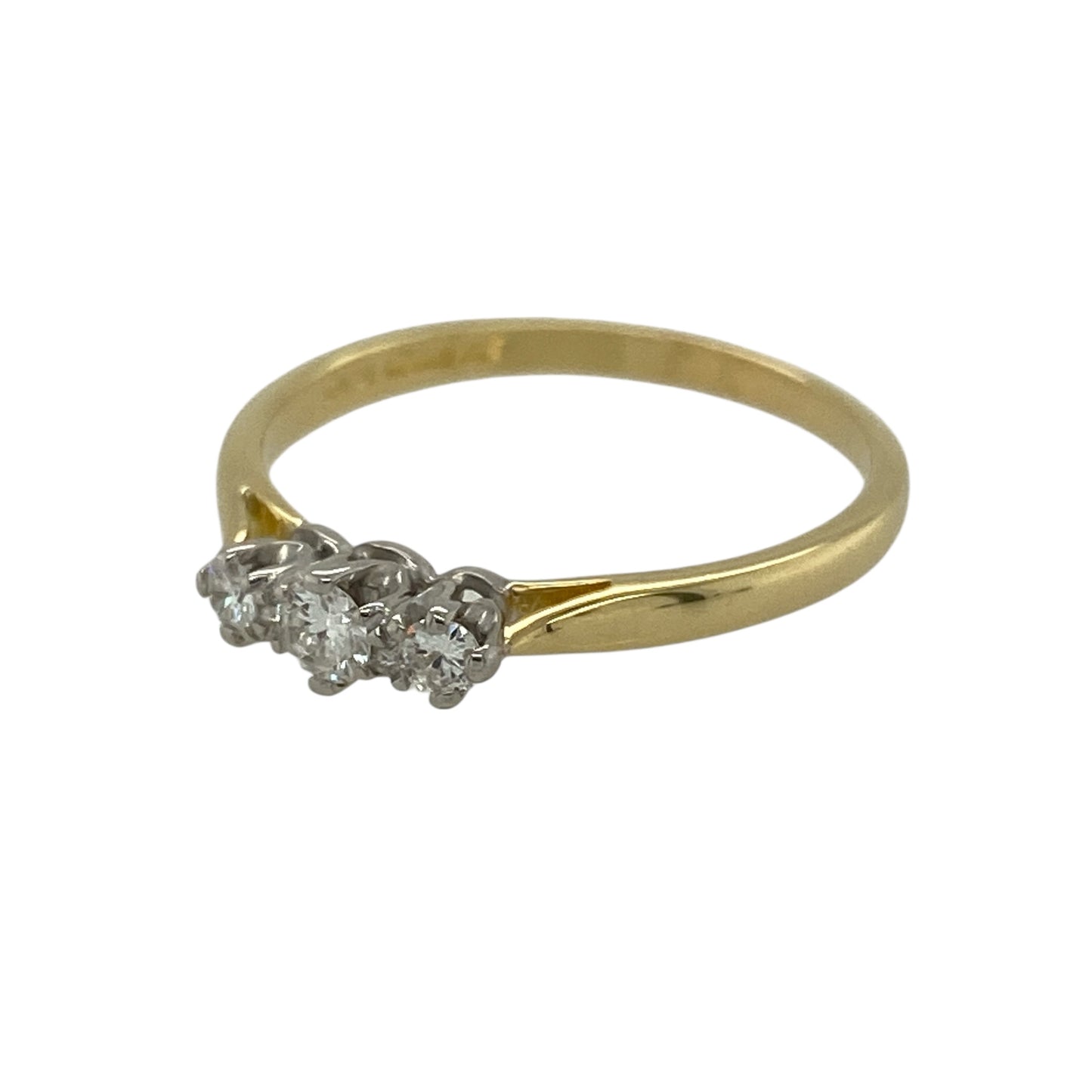 Add timeless sparkle and meaningful design to your jewellery collection with this pre-owned 18ct yellow gold and diamond set trilogy ring, offering classic elegance with refined brilliance—perfect for special occasions or everyday wear.

Design: The ring features three diamonds arranged in a traditional trilogy style, creating a balanced and elegant look that symbolises past, present, and future.