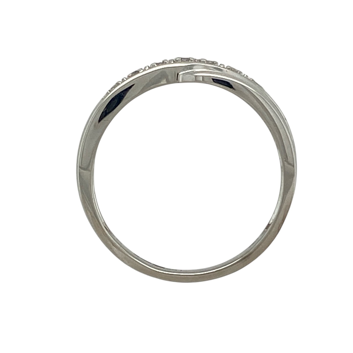 9ct White Gold & Diamond Set Crossover Band Ring