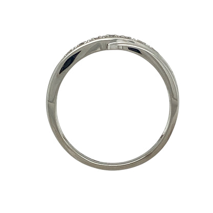 9ct White Gold & Diamond Set Crossover Band Ring
