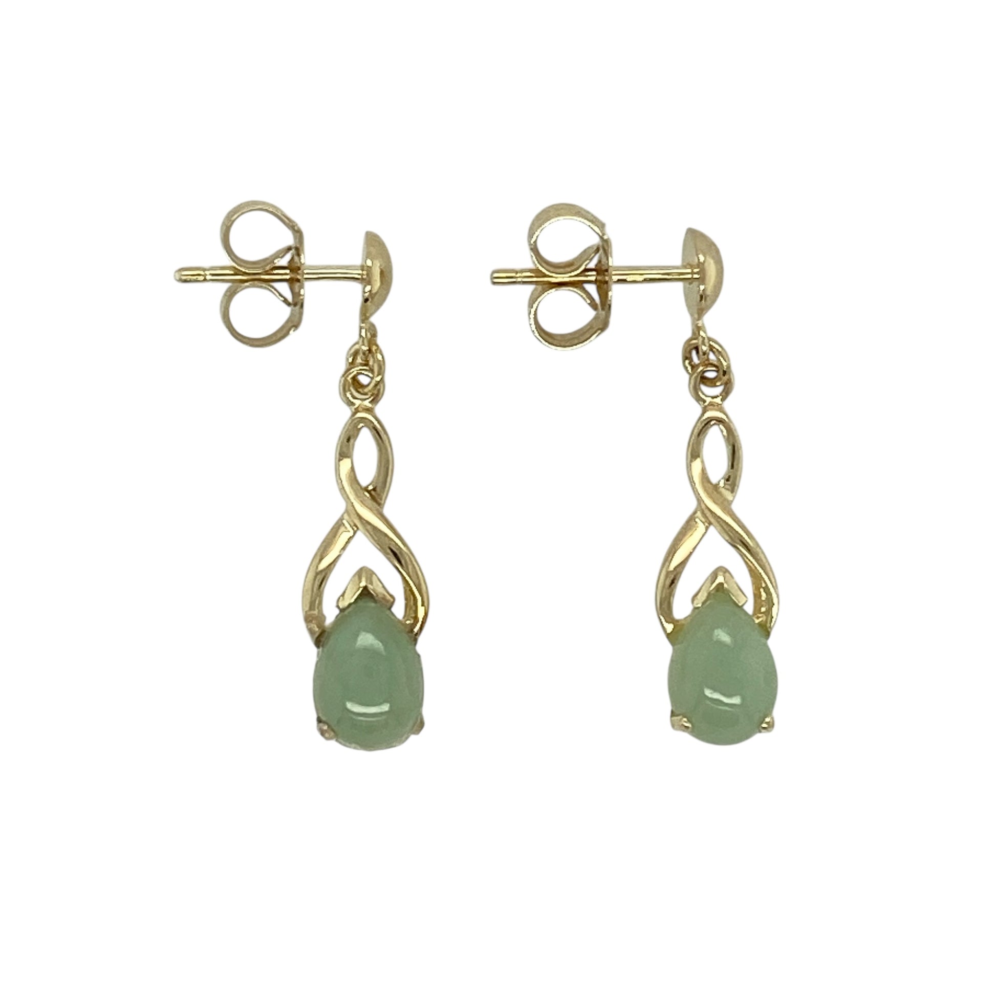 9ct Gold & Jade Set Drop Earrings