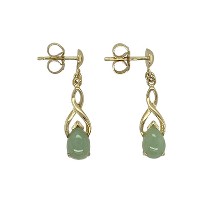 9ct Gold & Jade Set Drop Earrings
