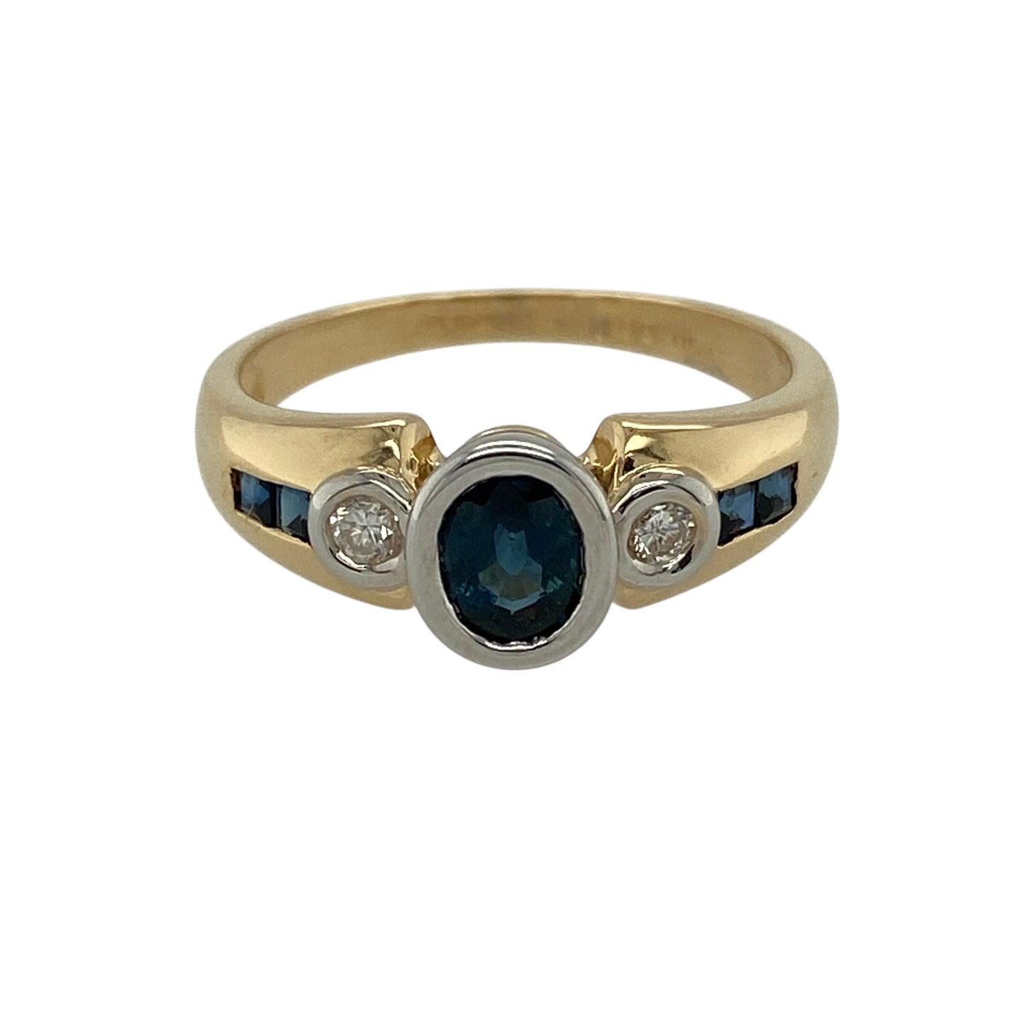 18ct Gold Diamond & Sapphire Set Ring