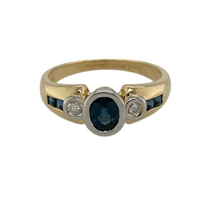 18ct Gold Diamond & Sapphire Set Ring