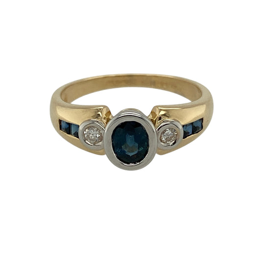 18ct Gold Diamond & Sapphire Set Ring