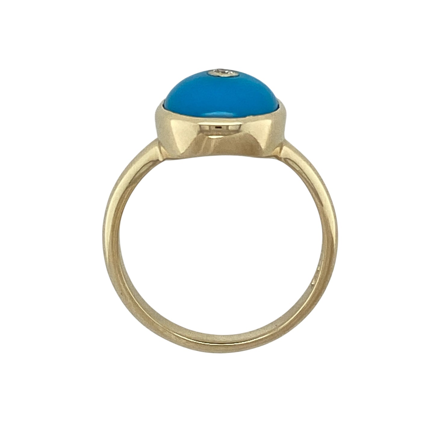 9ct Gold Diamond & Turquoise Coloured Stone Set Ring