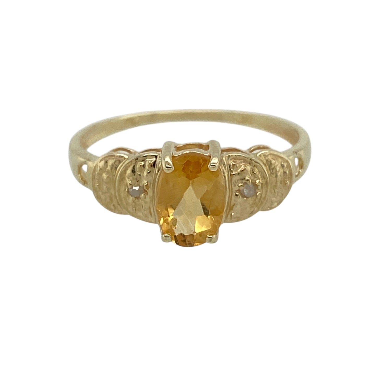 9ct Gold Diamond & Citrine Set Ring