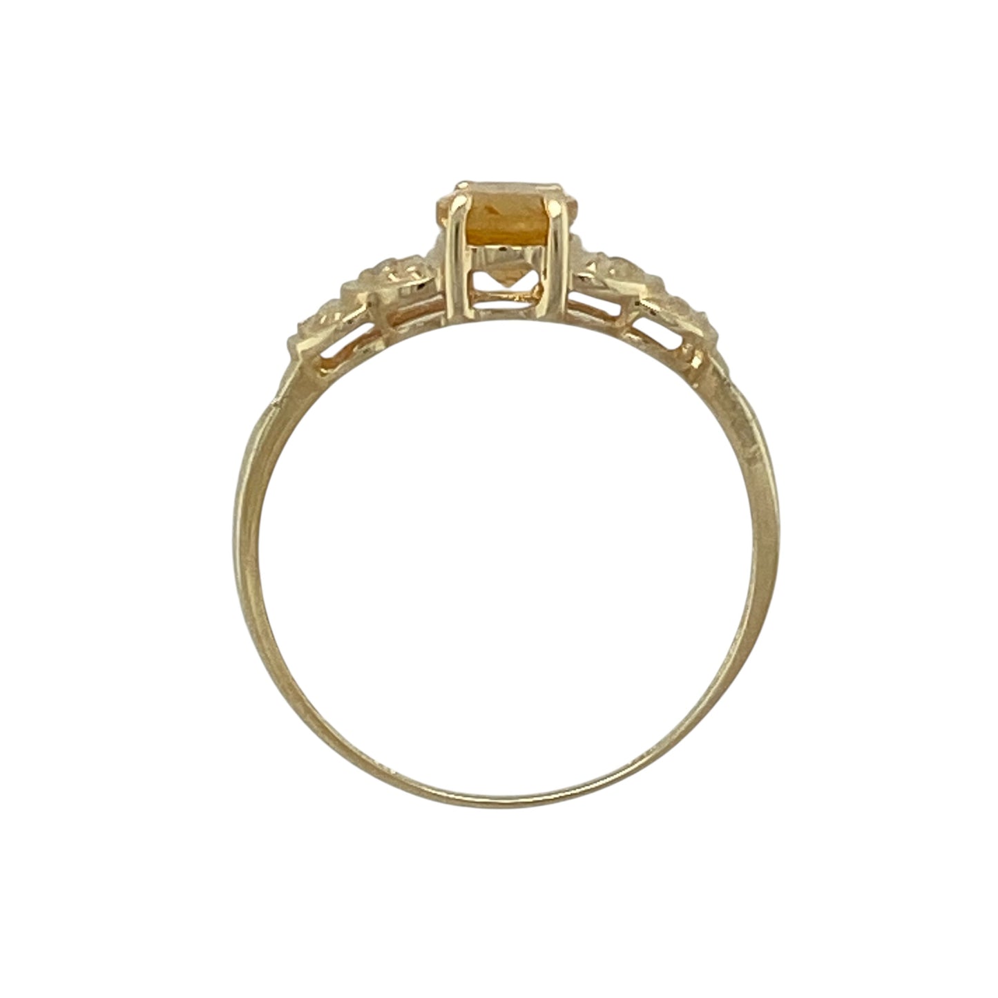 9ct Gold Diamond & Citrine Set Ring