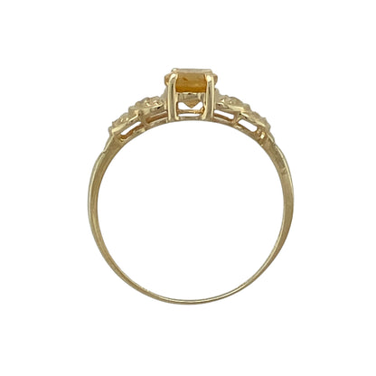 9ct Gold Diamond & Citrine Set Ring