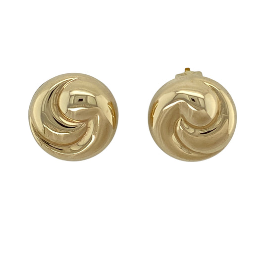 9ct Gold Round Swirl Clip On Earrings