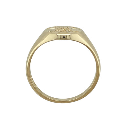 9ct Gold Three Feathers Oval Signet Ring