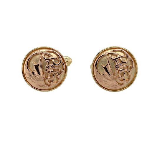 9ct Gold Clogau Dragon Wing Round Cufflinks