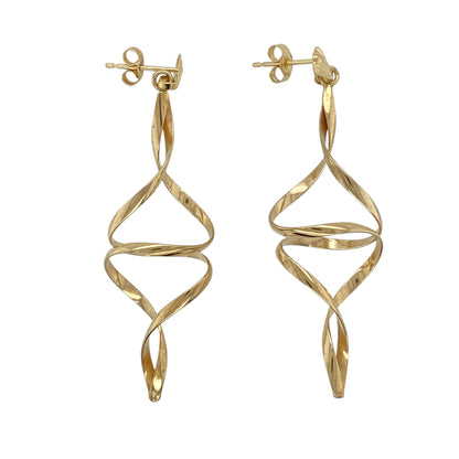 9ct Gold Twisted Drop Earrings