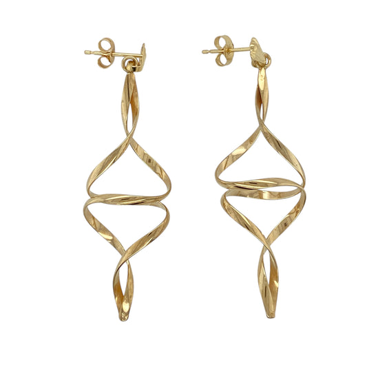 9ct Gold Twisted Drop Earrings