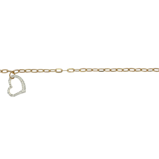 9ct Gold 7.5" Sparkle Heart Belcher Bracelet