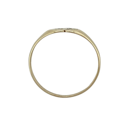 9ct Gold & Diamond Set Patterned Heart Signet Ring