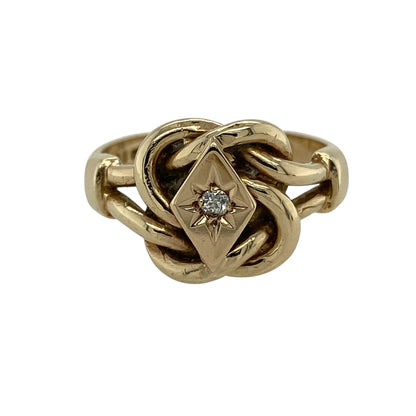 9ct Gold & Diamond Set Vintage Knot Ring