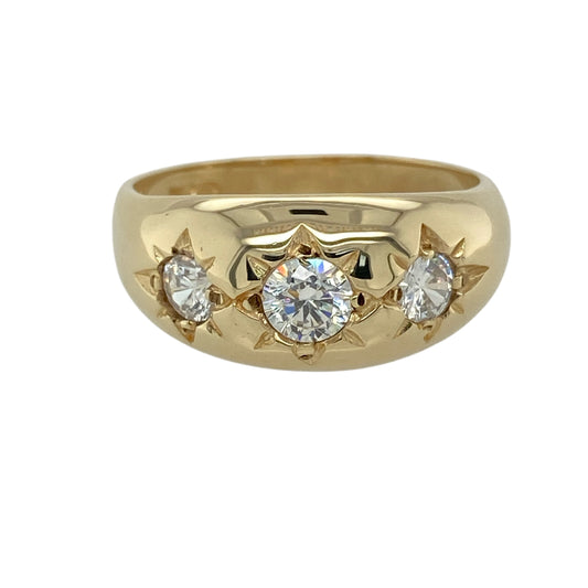 9ct Gold & Cubic Zirconia Set Trilogy Signet Ring