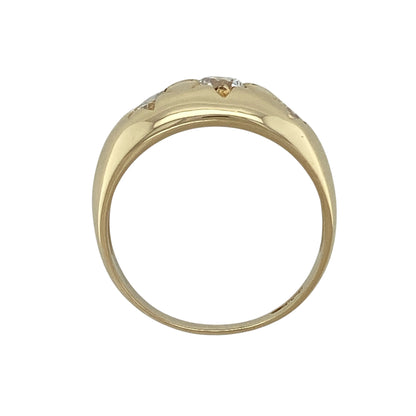 9ct Gold & Cubic Zirconia Set Trilogy Signet Ring