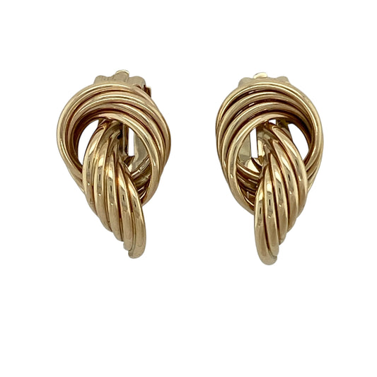 9ct Gold Tube Twist Style Clip On Earrings